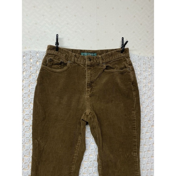 Ralph Lauren Corduroy Pants Women 8 Petite Brown Straight Lauren Jean Co. - Picture 2 of 10